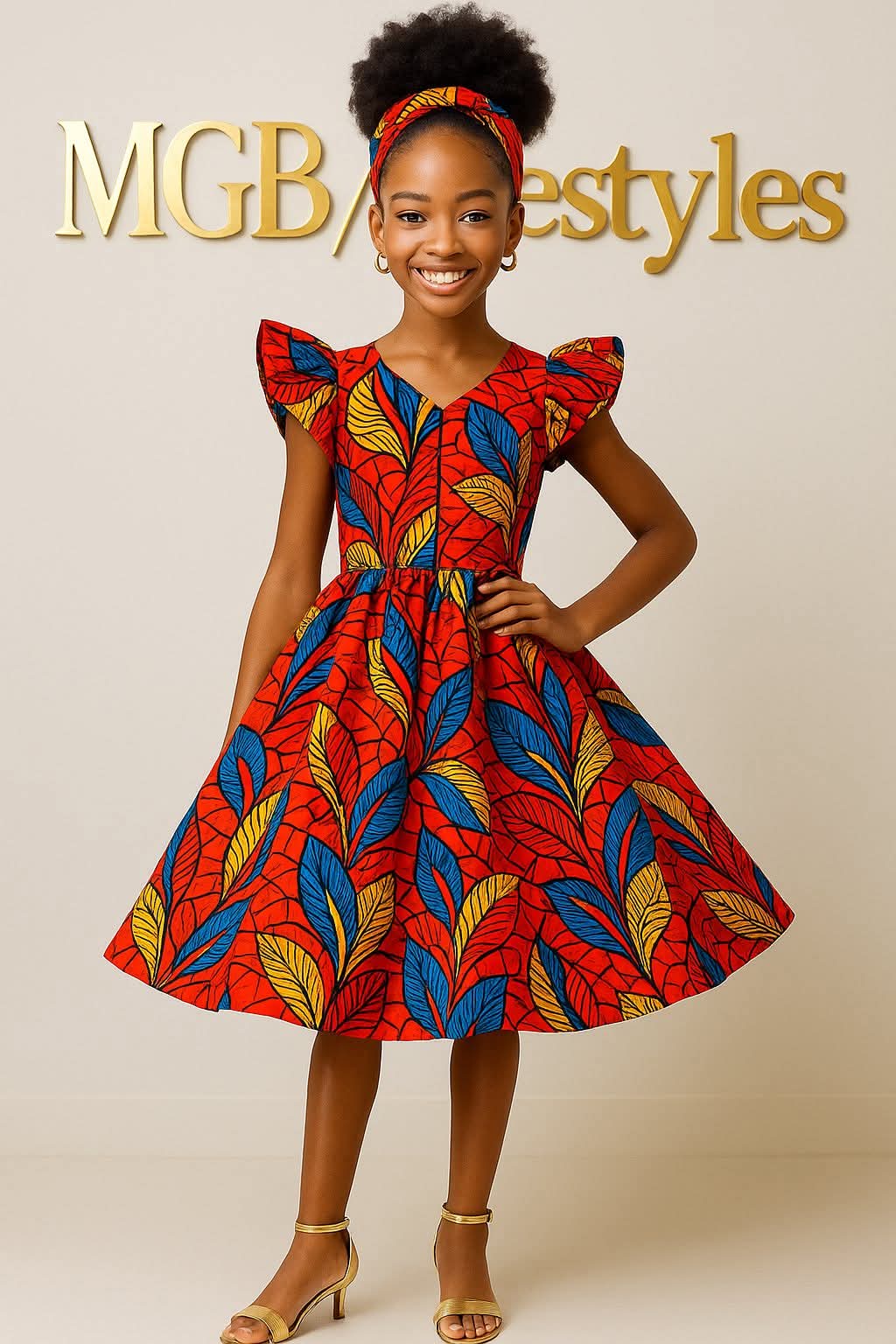 red african print dress Olori Ruby Red Modern Ankara Dress