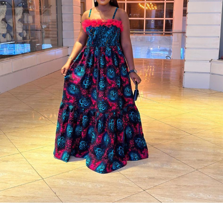 short african bridesmaid dresses Ankle Length Royal Blue Chiffon Long Sleeve Wedding Guest Dress