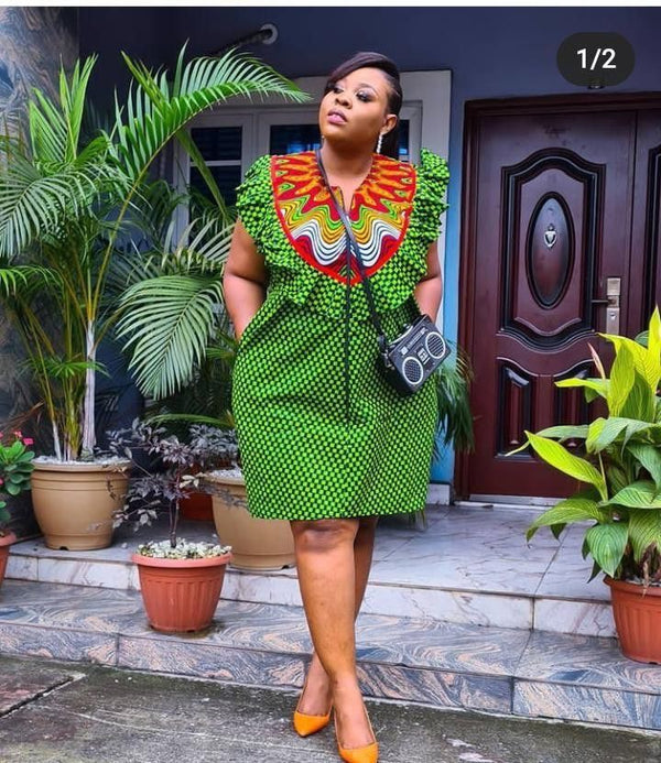 traditional short dresses for ladies ARA AFRICAN PRINT SHORT DRESS AFRICAN FASHION COLLABO