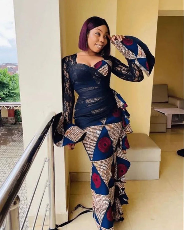 African Bridal Ankara Corset Dress