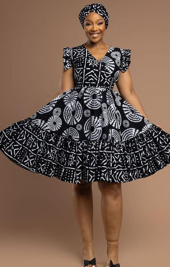 Short Ankara Flare Dress