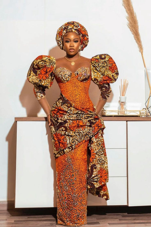 African Bridal Ankara Corset Dress