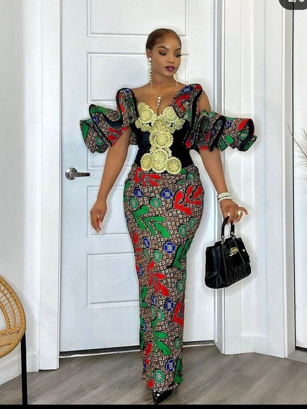 African Bridal Ankara Corset Dress