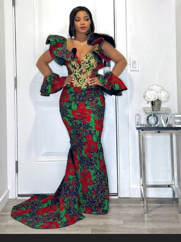 African Bridal Ankara Corset Dress