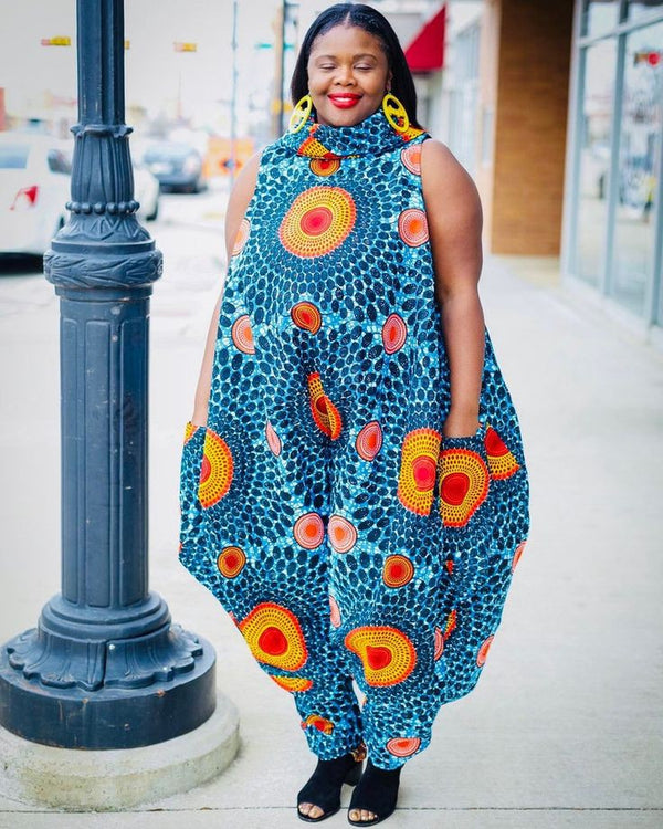 African Print Women Boho Jumpsuit