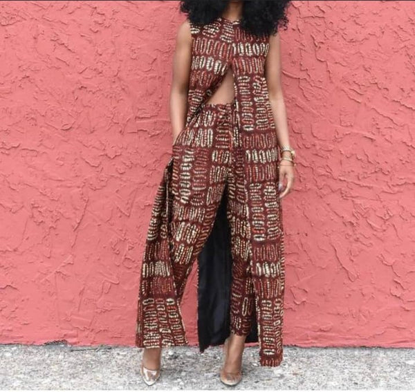 African Print Woman Kimono Palazzo