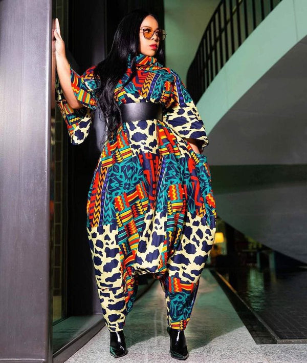 African Print Women Boho Jumpsuit