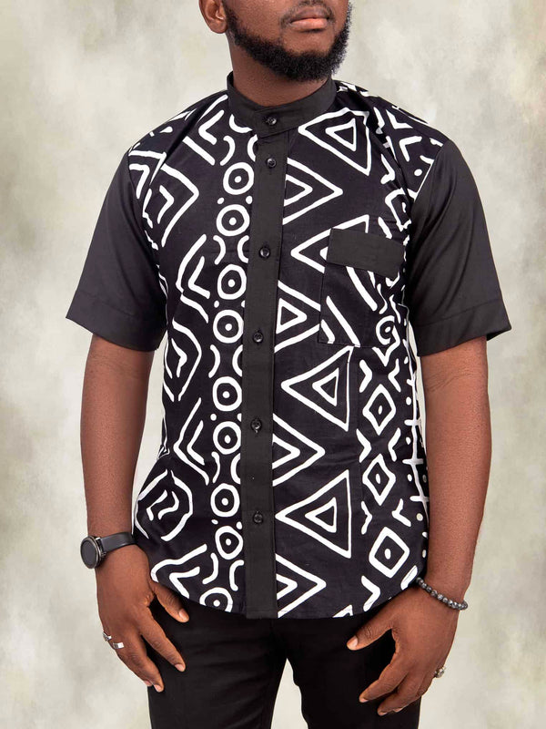 Black & White Men Pattern Ankara Shirt