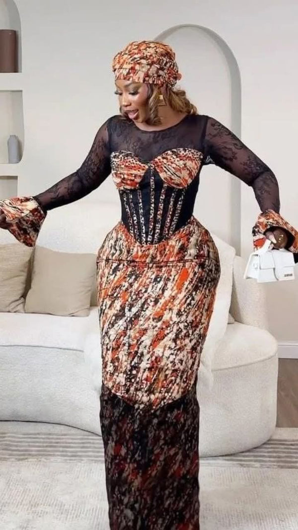 African Bridal Ankara Corset Dress