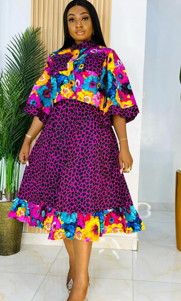 Short Ankara Flare Dress