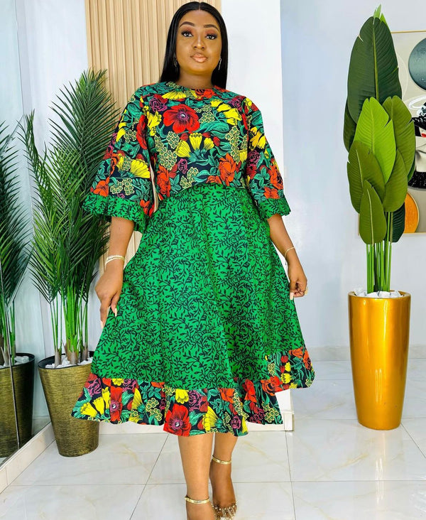 Short Ankara Flare Dress