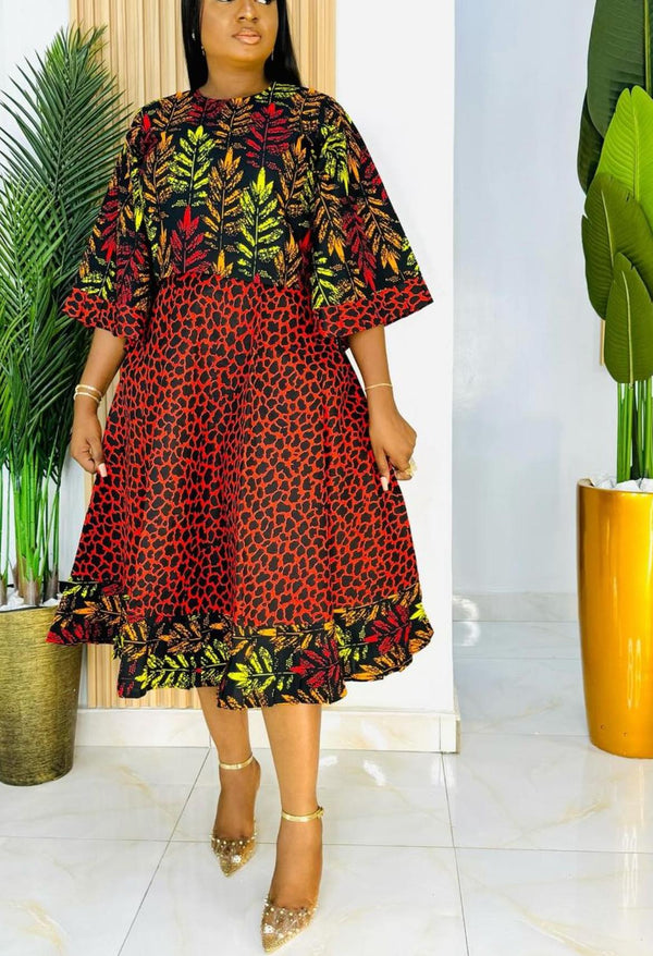 Short Ankara Flare Dress