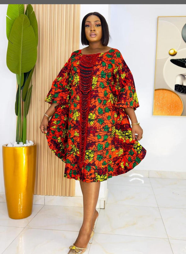 Short Ankara Flare Dress