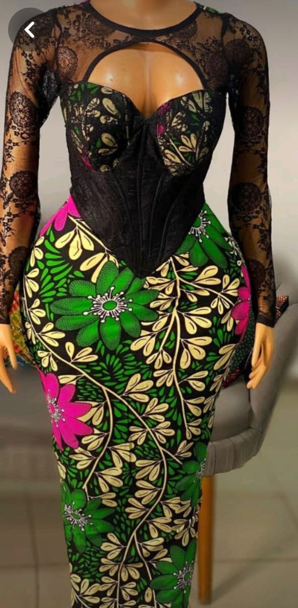 African Bridal Ankara Corset Dress