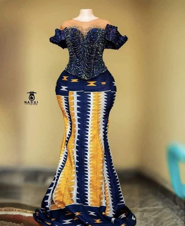 African Bridal Ankara Corset Dress