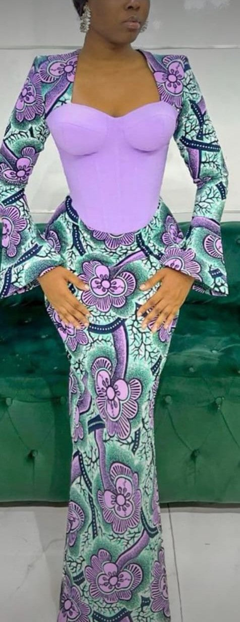 African Bridal Ankara Corset Dress