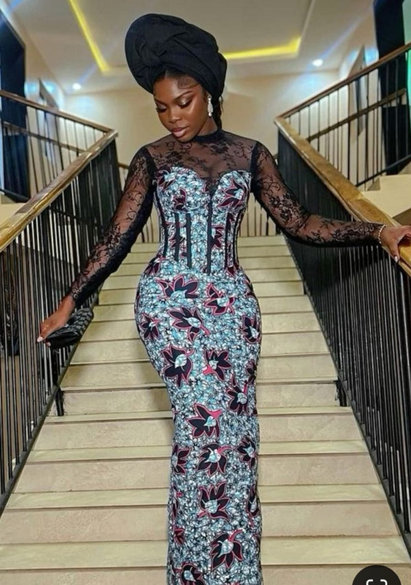 African Bridal Ankara Corset Dress