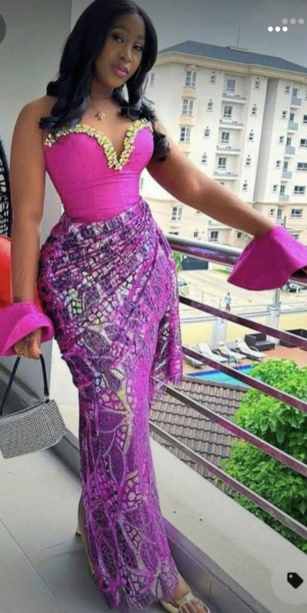 African Bridal Ankara Corset Dress