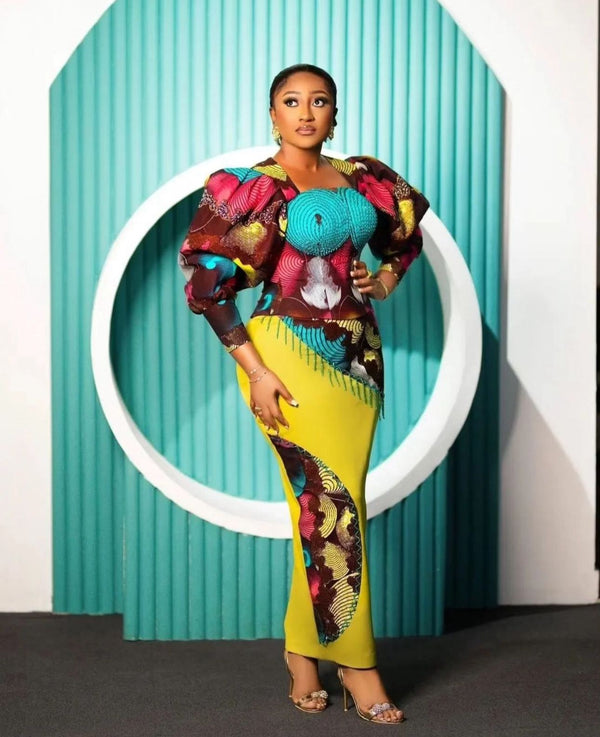 African Bridal Ankara Corset Dress