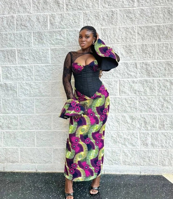 African Bridal Ankara Corset Dress