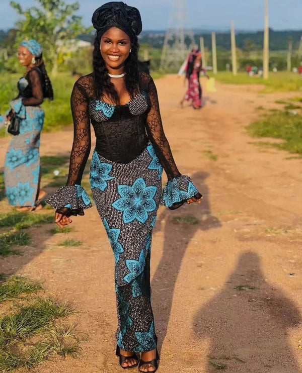 African Bridal Ankara Corset Dress