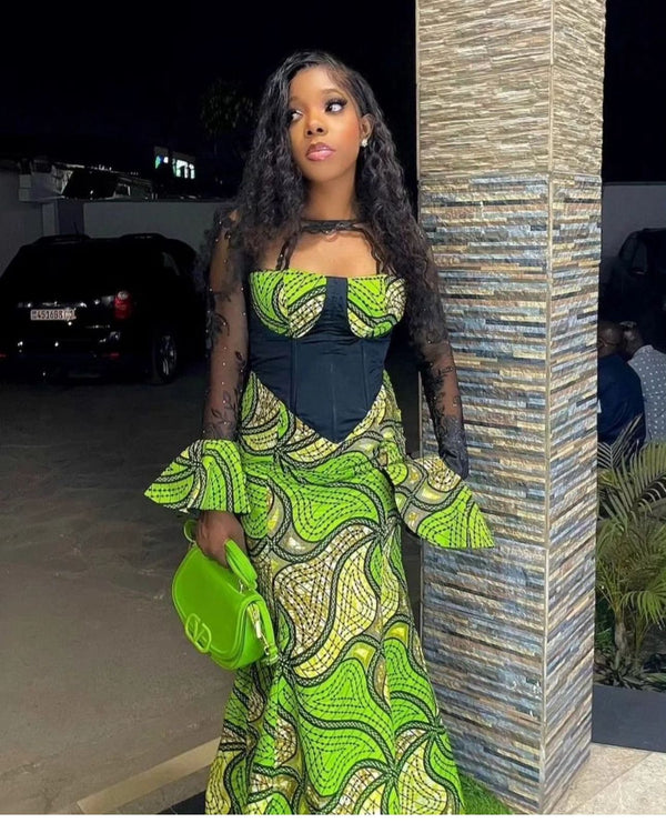 African Bridal Ankara Corset Dress