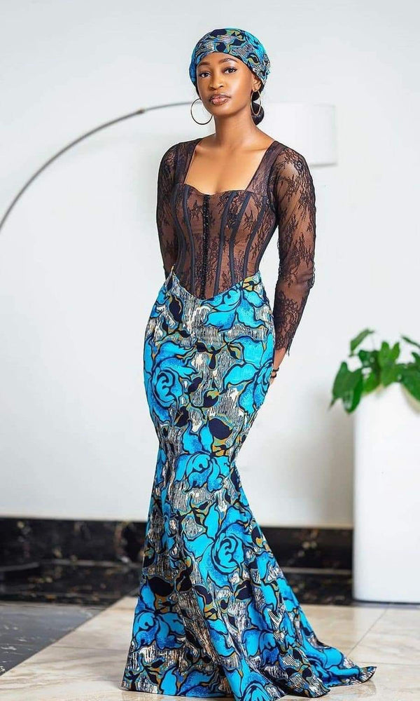 African Bridal Ankara Corset Dress