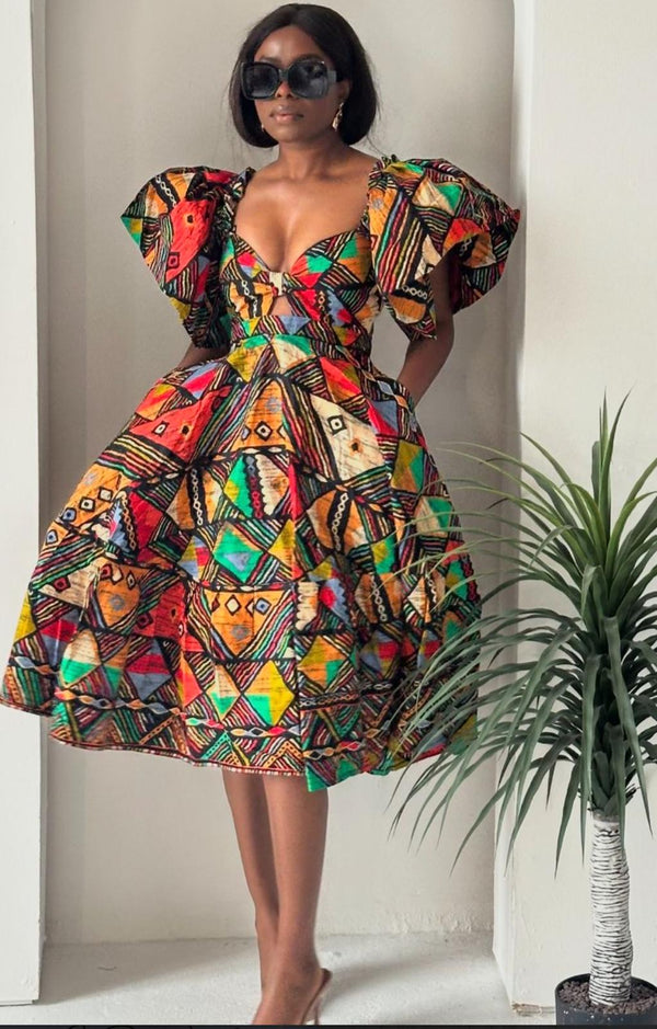 Africa Print short Dress