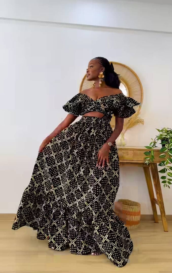 African Ankara top and maxi skirt