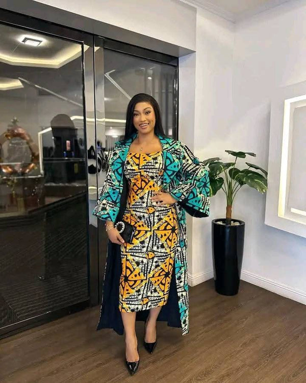 African Print Kimono Set