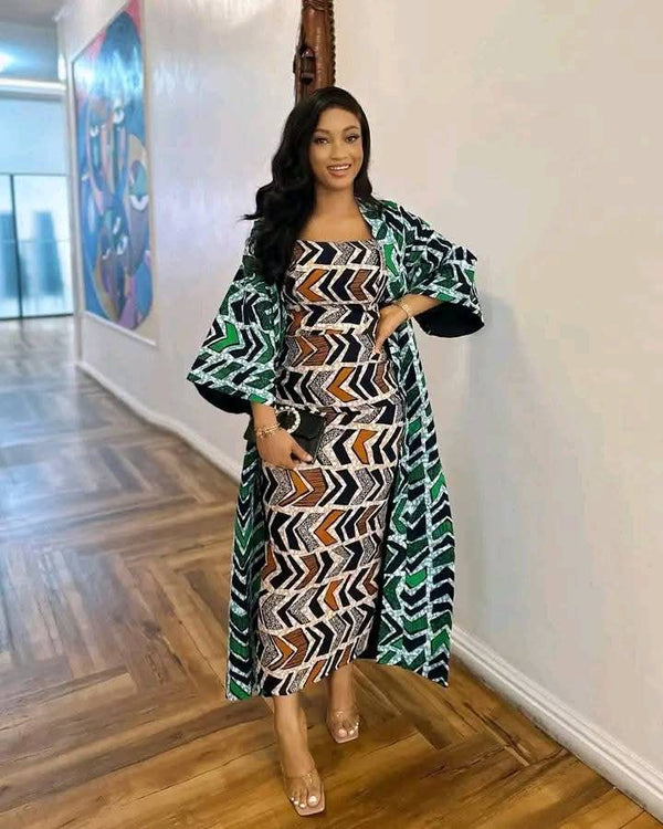 African Print Kimono Set