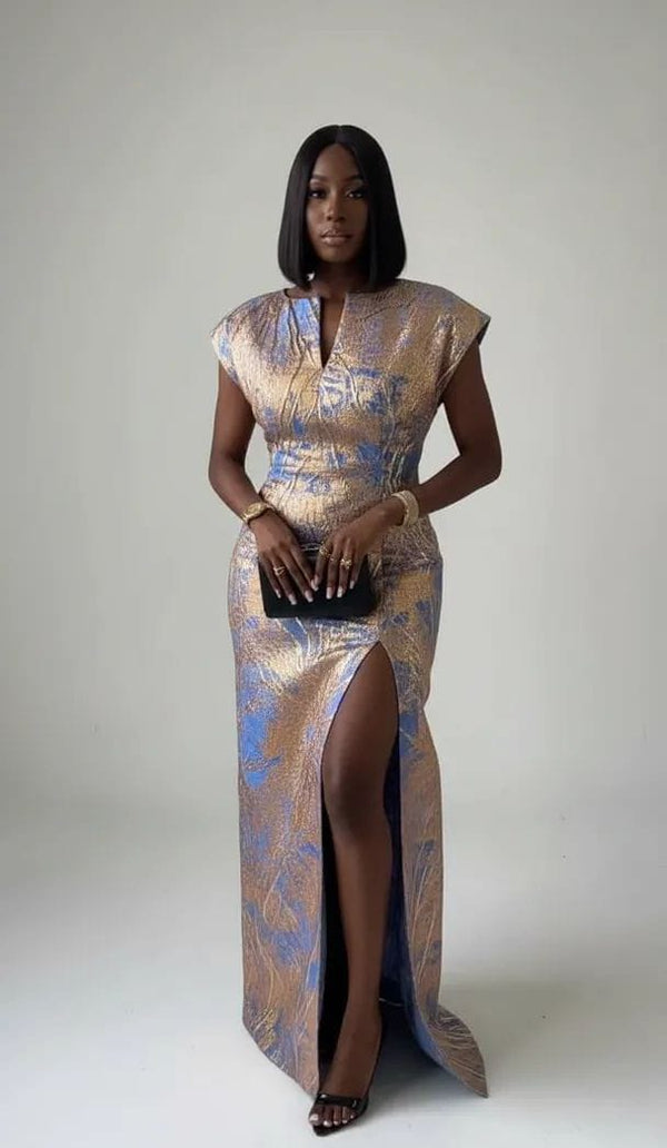 Women Damask Maxi Dress