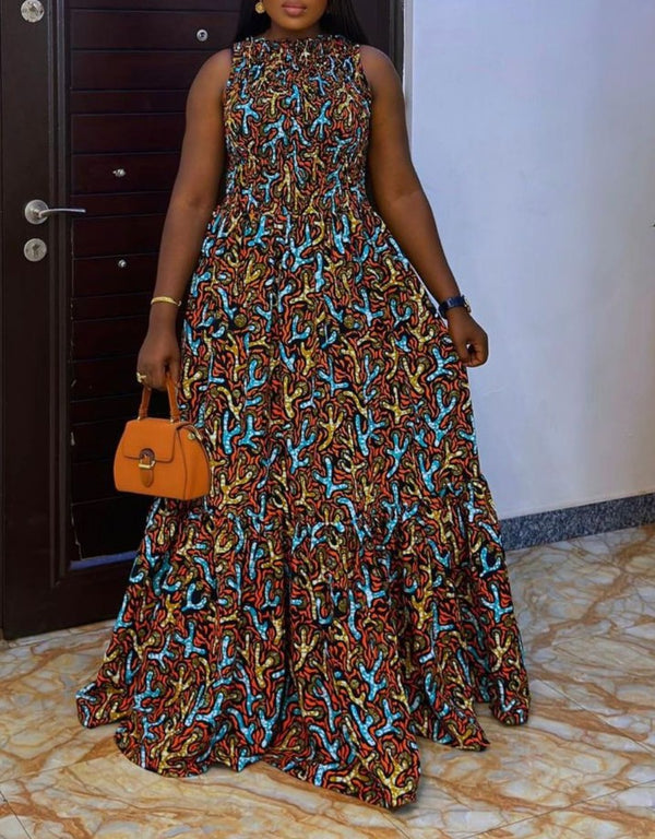 Africa Print Ankara Maxi Dress.