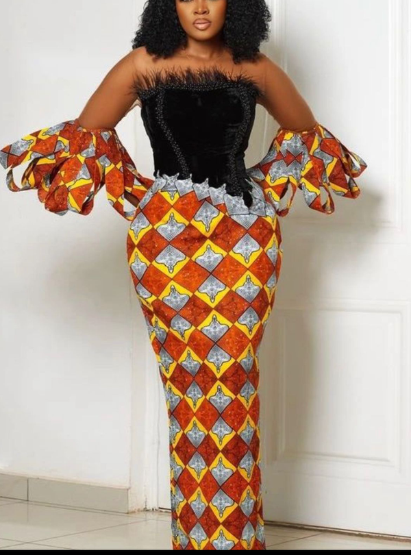 African Bridal Ankara Corset Dress