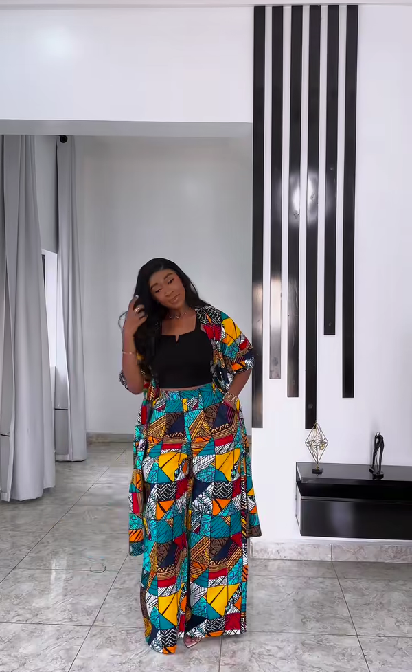 African Print Kimono Set
