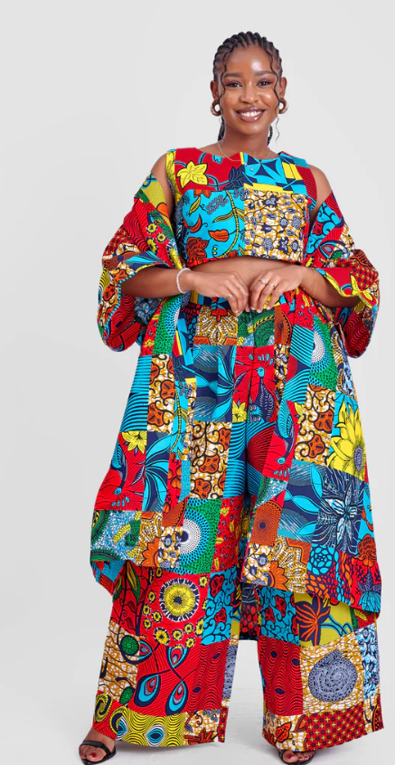African Print Kimono Set
