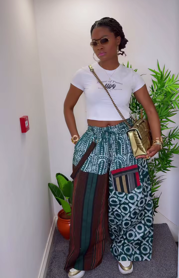 Womens Aso Oke & Adire Palazzo Pant
