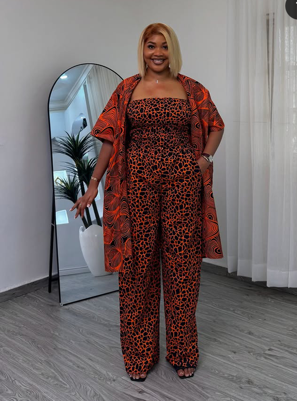 African Print Kimono Set