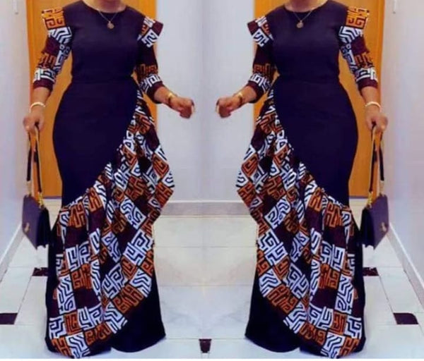 Women African Print Flare Dress