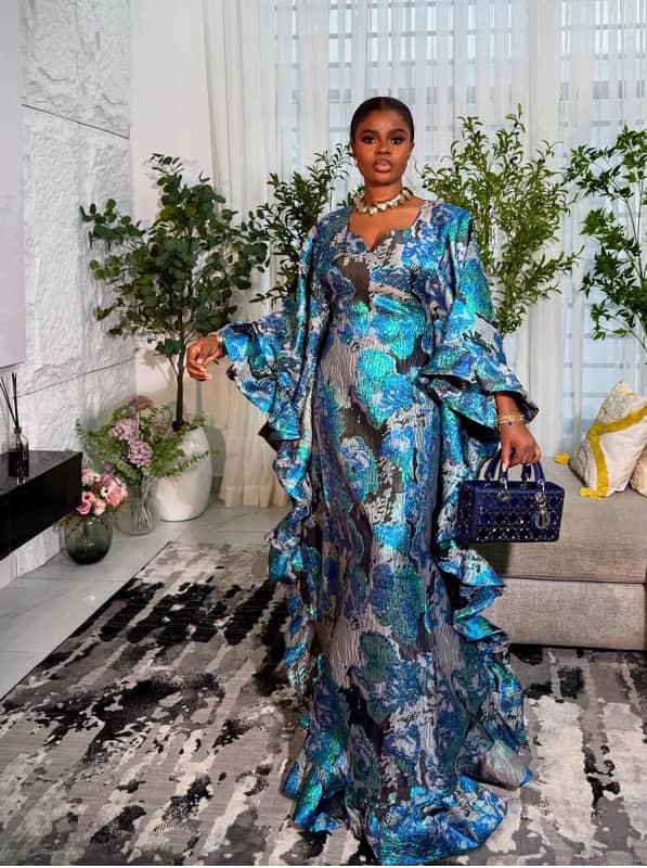 women blue damask dress blue damask style