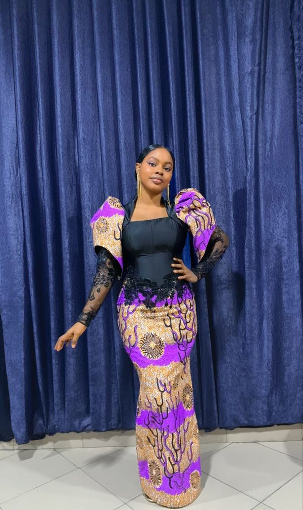 African Bridal Ankara Corset Dress