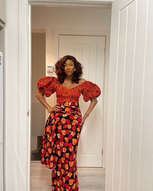 african print maxi dresses Purple Dress Ankara Puff Sleeve Dress elastic back This dress has a long zipper on the side of the legs Women's Maxi Dresses TJ