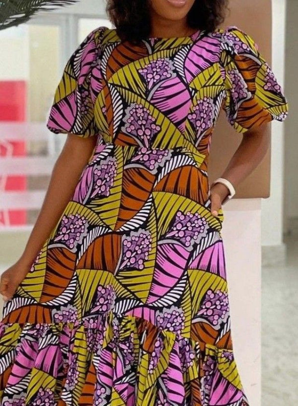 Short Ankara Flare Dress