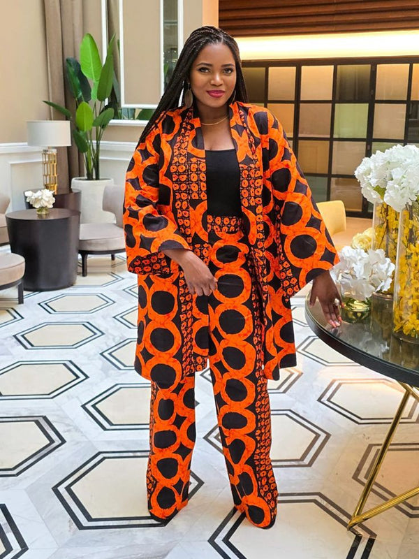 African Print Kimono Set
