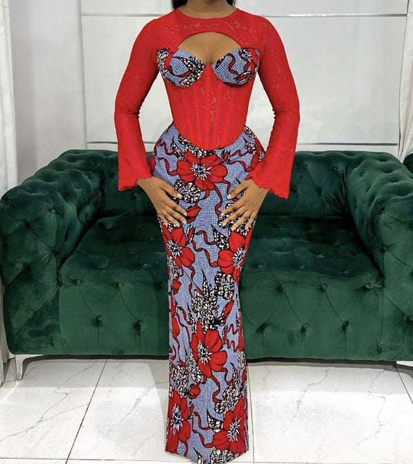 African Bridal Ankara Corset Dress